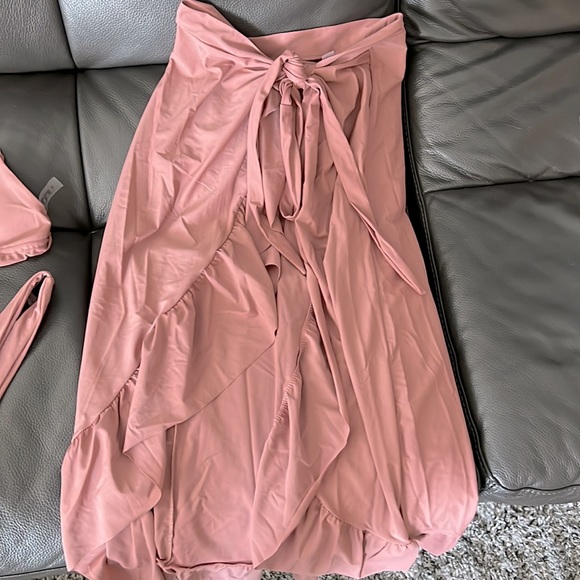 NBW Mauve Pink 3 piece Swimsuit with Ruffles - Picture 3 of 4